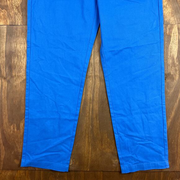 Houston White Mens Pants Blue Chinos Single Pleated Wide Leg 100% Cotton 30x30 - Picture 3 of 12